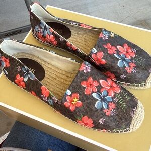 Michael Kors Floral Black and Red Espadrilles